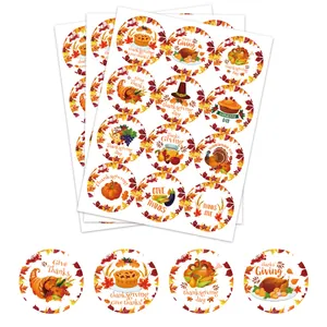 Set di adesivi per il Ringraziamento con tacchino, zucca e foglie di acero decorative