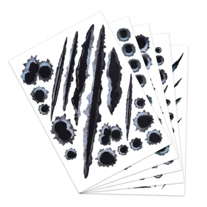 Set of realistic bullet hole and car scratch decorative stickers for creative vehicle styling