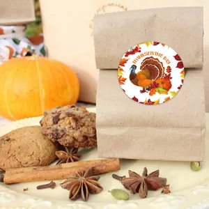 Etichette adesive del Ringraziamento con tacchino e zucca per confezioni regalo