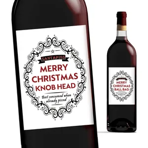 Étiquettes de vin de Noël humoristiques pour décoration de bouteilles de fête