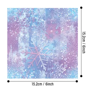 Papier scrapbooking flocon de neige, dégradé bleu et violet, format carré 15,2 cm
