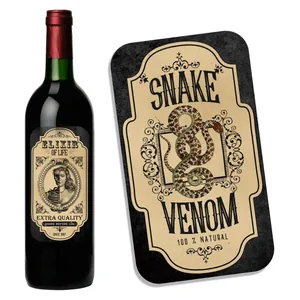 Autocollants de bouteille de vin gothiques vintage avec motifs Elixir of Life et Snake Venom