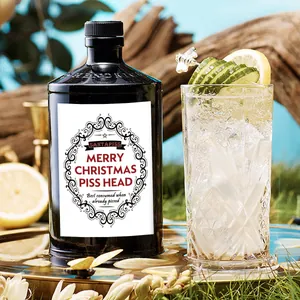 Autocollants de bouteille de Noël imperméables avec étiquettes rétro Santa Piss