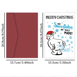 Funny snowman Christmas card with burgundy envelope and holiday greetings set