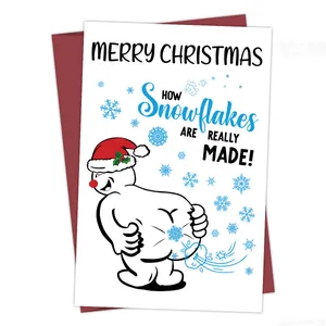 Humorous Snowman Christmas Greeting Card With Envelope Merry Christmas Spoof Holiday Card For Family Friends Blessing