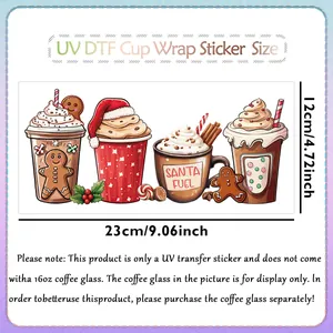 Tabla de tallas para pegatina UV DTF navideña para taza de 16oz con 23x12 cm