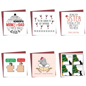Divertente Biglietto di Auguri di Natale Con Busta Rossa Cartoncino Biglietti di Benedizione Festiva per Mamma Papà Sorella Amici Regalo