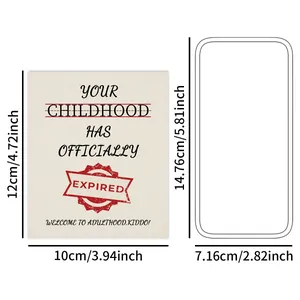 Detailed dimension guide for funny wine bottle labels and white matching envelopes