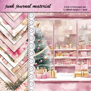 12 Blatt 6x6 Zoll rosa Aquarell Weihnachten Scrapbook Papier für Journaling