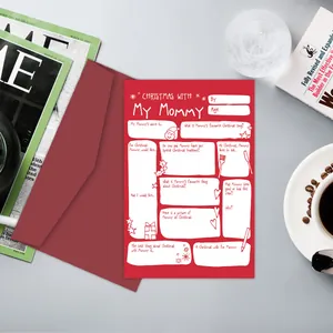 Carte de Noël interactive rouge pour enfants avec enveloppe et motifs festifs