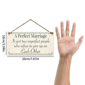 Wedding anniversary wooden plaque with quote and twine rope measuring 10x20cm