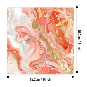 Pink and gold marble texture decorative scrapbook paper measuring 15.2cm square