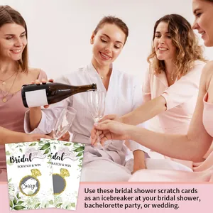 Eucalyptus floral bridal shower scratch off game cards with ring design for wedding parties