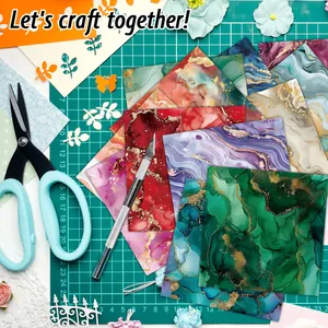 DIY marble texture scrapbooking paper set with gold leaf accents for art crafts