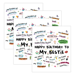Set de 4 etiquetas adhesivas para botellas de vino de Happy Birthday To My Bestie