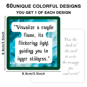 Set of 60 motivational cards with marble textures and blank backs for writing, 3.5 inches