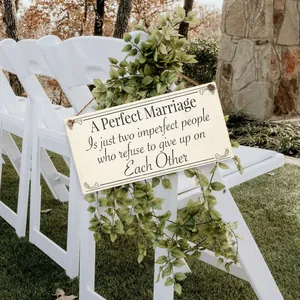 Wedding anniversary wooden hanging sign with rustic heart quote for home and ceremony decor
