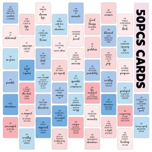 50 affirmation cards for women with positive quotes in macaron colors and round edges