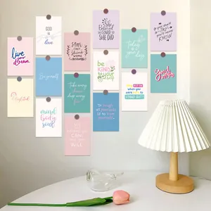 Set van 15 pastel motiverende kunstkaarten en esthetische posters voor kamerdecoratie