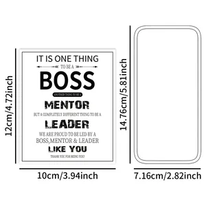 Detailed size chart for the inspirational workplace gift card and display frame set