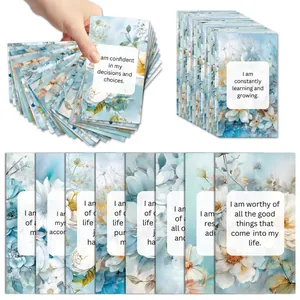 Jeu de 60 cartes d'affirmation positive fleurs aquarelle avec coins arrondis pour femmes