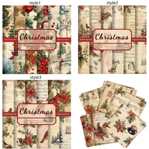Christmas Vintage Scrapbooking Material Cardstock DIY Hand Account Card Making Journaling Arts Crafts Decoration Paper