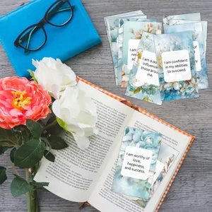 60 cartes d'affirmation positive avec motifs floraux et citations quotidiennes sur bois