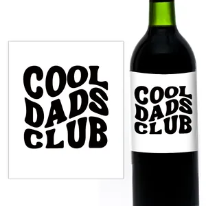 Pegatinas creativas Cool Dads Club para botellas de vino con letras negras retro