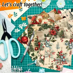 Vintage Christmas decorative paper pack with retro Santa and holly motifs for DIY crafting