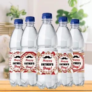 Vaderdag Waterfles Etiketten Met Snorpatroon Happy Father's Day Party Stickers Decoratieve PVC Zelfklevende Etiketten