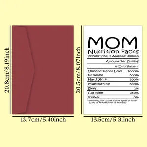 Detailed size specifications for Mother's Day greeting card and matching red envelope