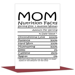 Creative Mother's Day card with Nutrition Facts design and red envelope detail