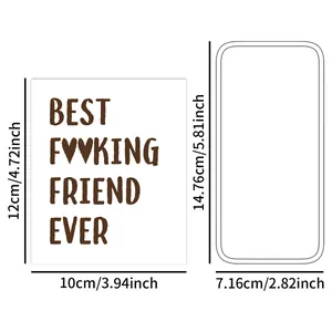 Funny wine label dimensions showing 10x12cm sticker next to a phone size reference