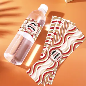 Vaderdag waterfles etiketten met snor ontwerp en tekst fijne vaderdag op sticker