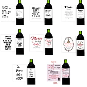 Humorvolle Wein Flaschenetiketten PVC Wasserdichte Aufkleber Für Muttertag Abschluss Krankenschwester Party Selbstklebend