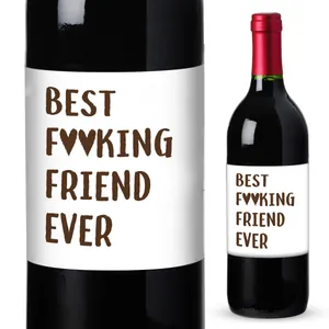 Detail view of BEST F♥♥KING FRIEND EVER self-adhesive funny wine bottle labels set