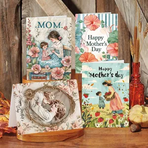 Set of 12 Mother's Day cards featuring floral designs and vintage illustrations