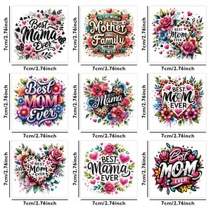 Lot de 9 autocollants UV DTF fête des mères avec motifs floraux Best Mama pour verres