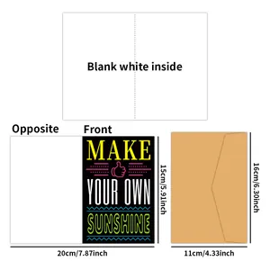 Retro inspirational greeting cards set with Make Your Own Sunshine slogan and envelopes