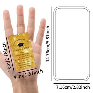 Gold glitter graduation gift tags with mortarboard icons in two sizes for gift wrapping