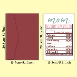 Detailed size specifications for Mother's Day card and burgundy envelope gift set
