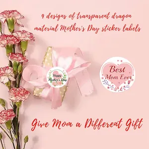 Lot d'étiquettes cadeaux Happy Mother's Day avec fleurs sur autocollants transparents