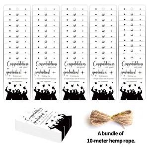 Close-up of graduation gift tags with 10m hemp rope for gift wrapping and party favors