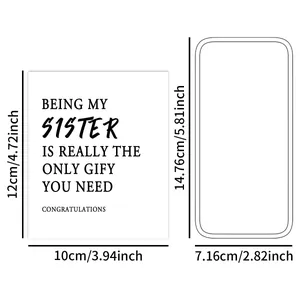 Size chart for 10x12cm self-adhesive wine bottle labels with funny sister quotes