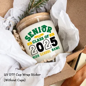 9-pack Senior Class of 2025 UV DTF transfer stickers for glass cups and DIY gift sets