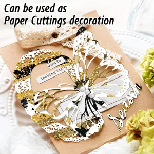 Exquisite laser-cut paper butterfly with pearls and art cards for graduation scrapbooking