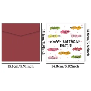 Vista dettagliata delle dimensioni per busta bordeaux e biglietto d'auguri acquerello