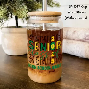 9pcs pack of Graduation 2025 UV DTF transfer stickers for glassware and mugs