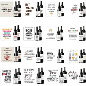 4pcs Funny Wine Bottle Labels Humorous PVC Stickers For Birthday Retirement Wedding Housewarming Party Bottle Decorations