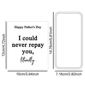 Comparativa de tamaño de pegatinas del Día del Padre con un smartphone en blanco y negro